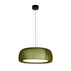 LEDS-C4 Lámpara colgante LED Gong, verde, 3.000 K, Ø 61,2 cm, tela