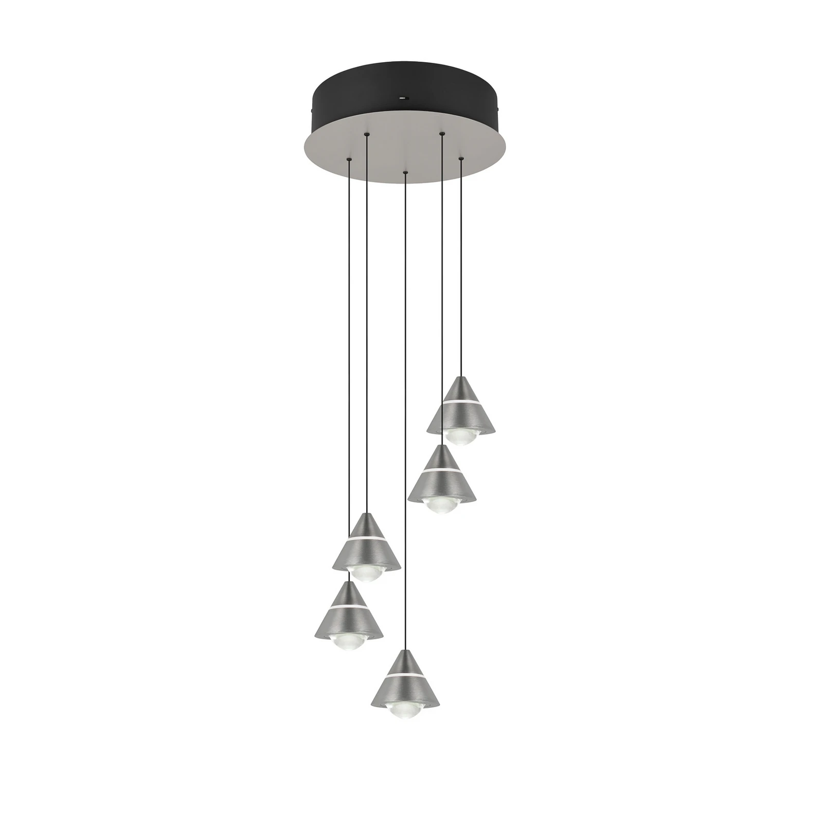 Lampă suspendată LED Romeo, Ø 28 cm, culoare nichel, metal, 5 becuri.