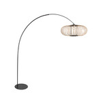 Ív világítás Curve, fekete, bambuszrudakkal ellátott búra, Ø 60 cm