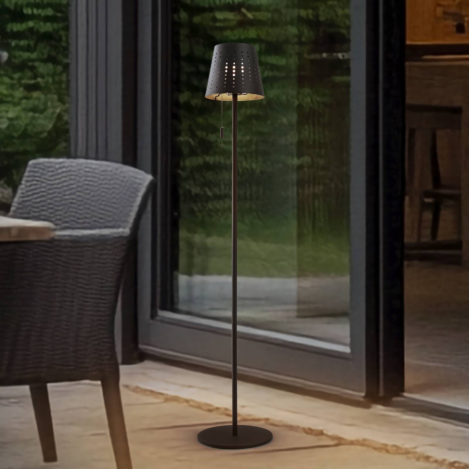 Lampa stojąca LED Hilario, czarna, żelazo, akumulator