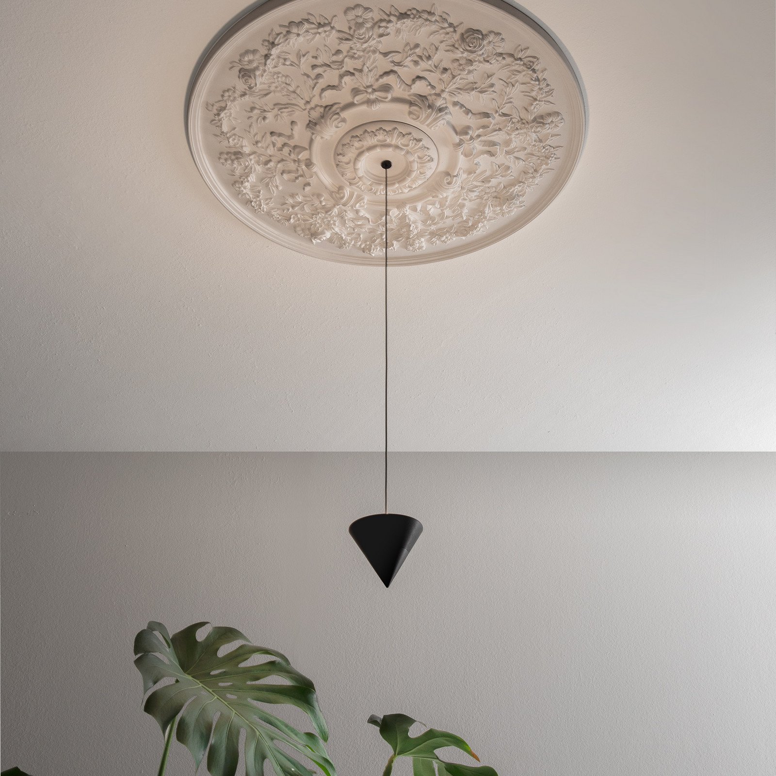 Karman Moonbloom Lampă suspendată LED 1 bec Ø75cm 2700K - Camera de zi / sufragerie - design - negru mat alb - Tencuială / Argilă