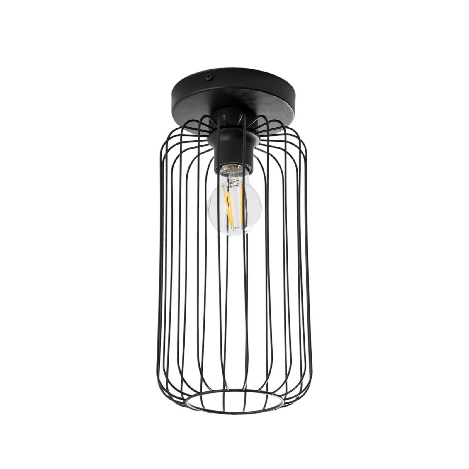 Deckenlampe Barn, Ø 16 cm, schwarz, Metall, E27