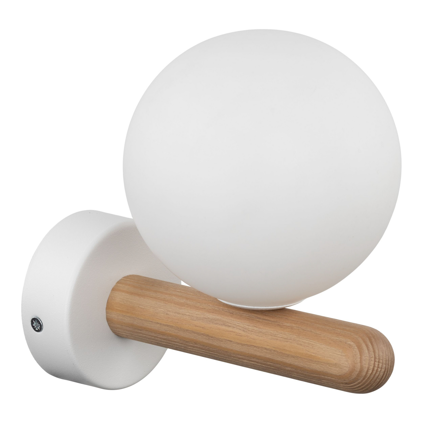 Wandleuchte Estera, weiß/holzfarben, Glas, Ø 12 cm, G9