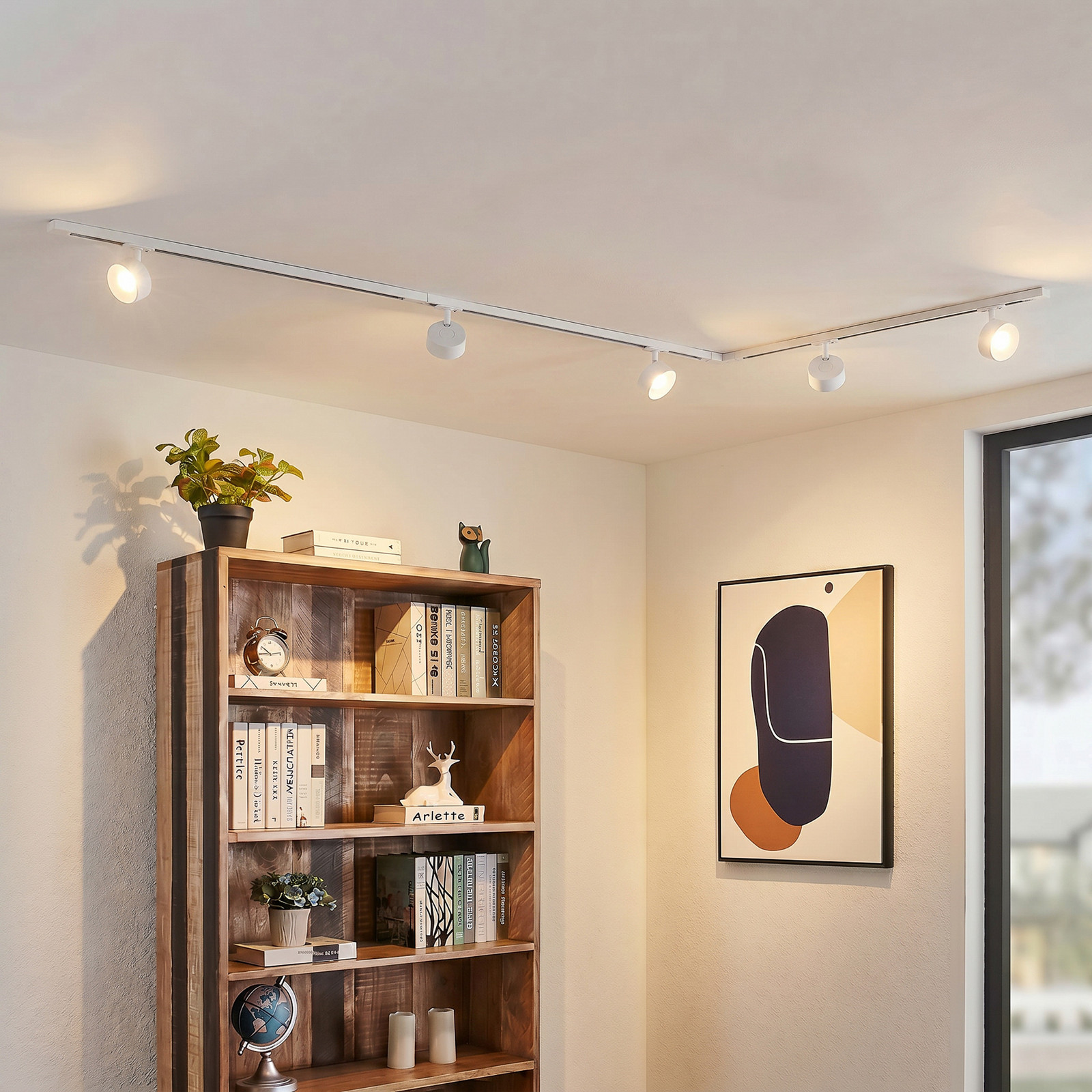 Lindby sistem tirnic Linaro, premer 9,5 cm, 5-krilni, LED, bel - Študija / pisarna - Sodobni - Kovina
