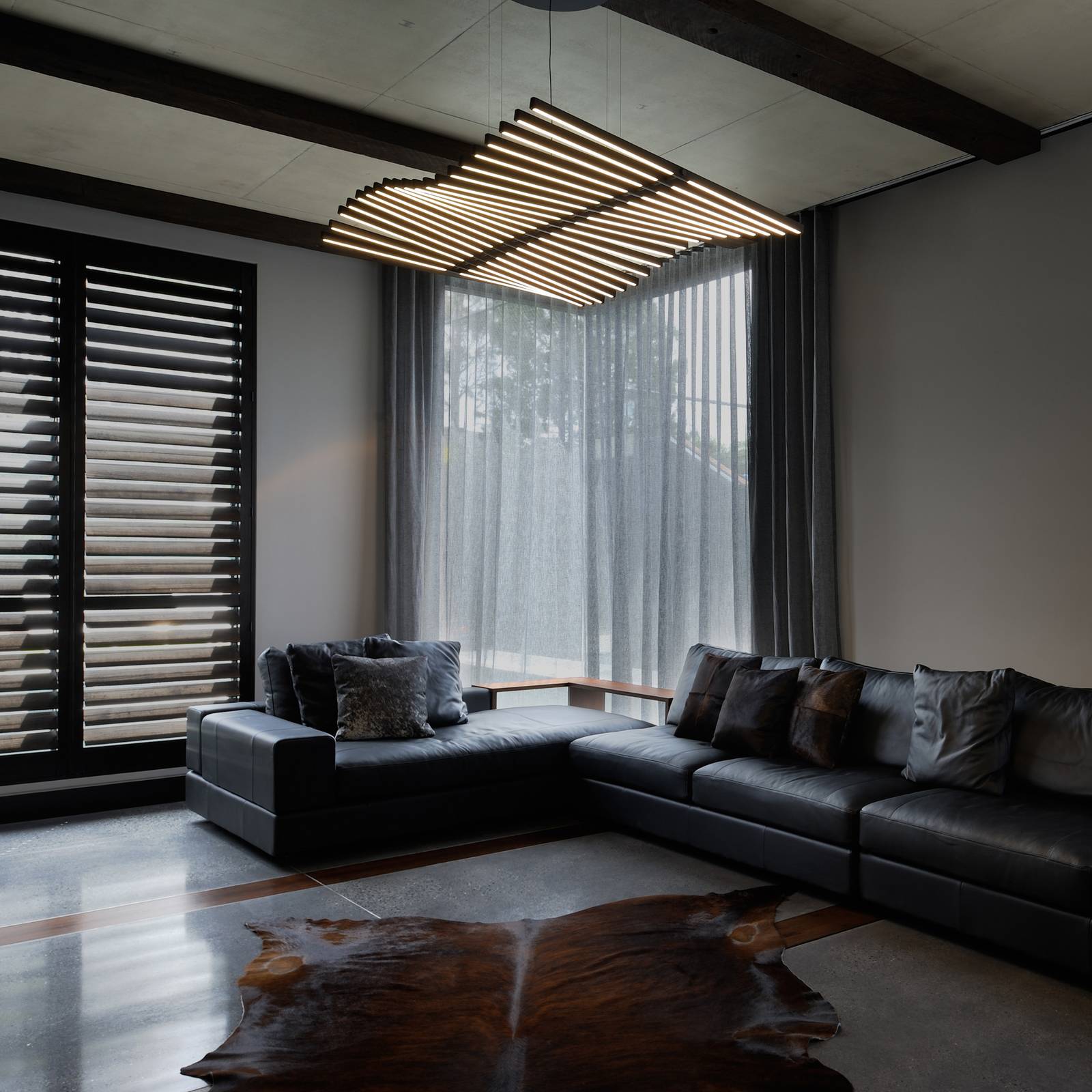 Suspension LED Vibia RHYTHM, gris-brun 131 x 87 cm 927 à intensité variable