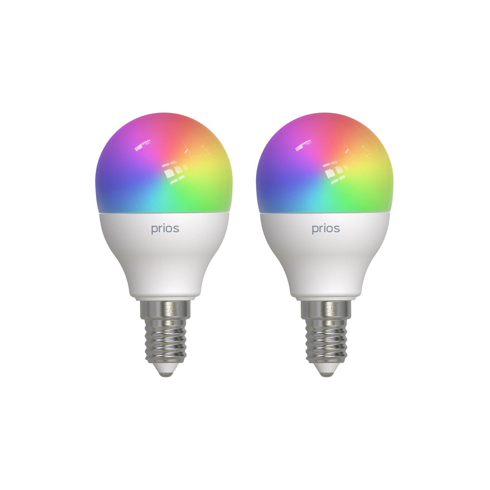 Prios Smart LED-Tropfenlampe E14 4,9W RGBW CCT Tuya matt 2er