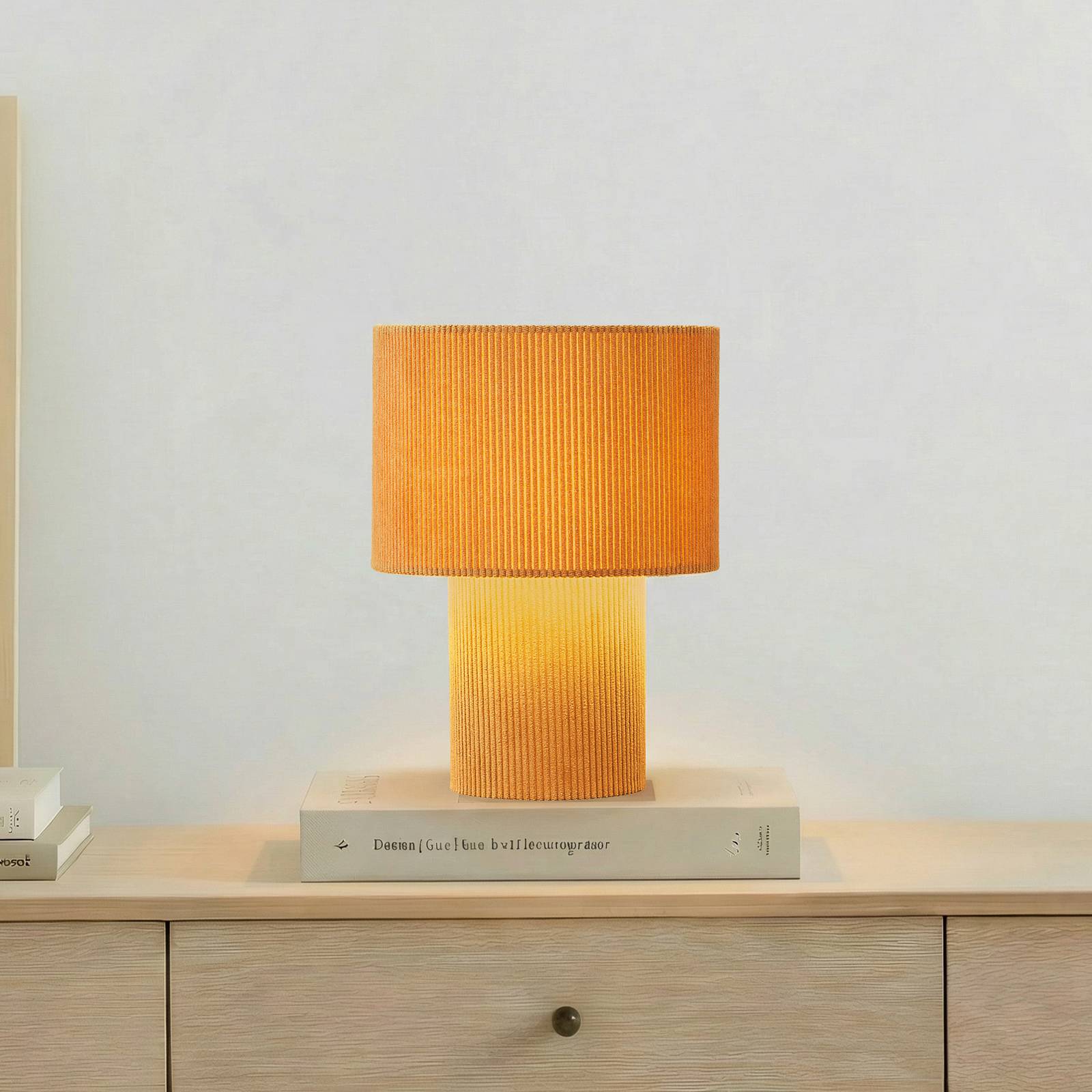 Lindby Tischleuchte Jone, hellbraun, Textil, 30 cm hoch, E27 günstig online kaufen