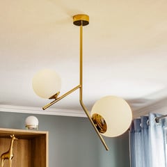 Lámpara colgante Dione, 2 luces, dorada