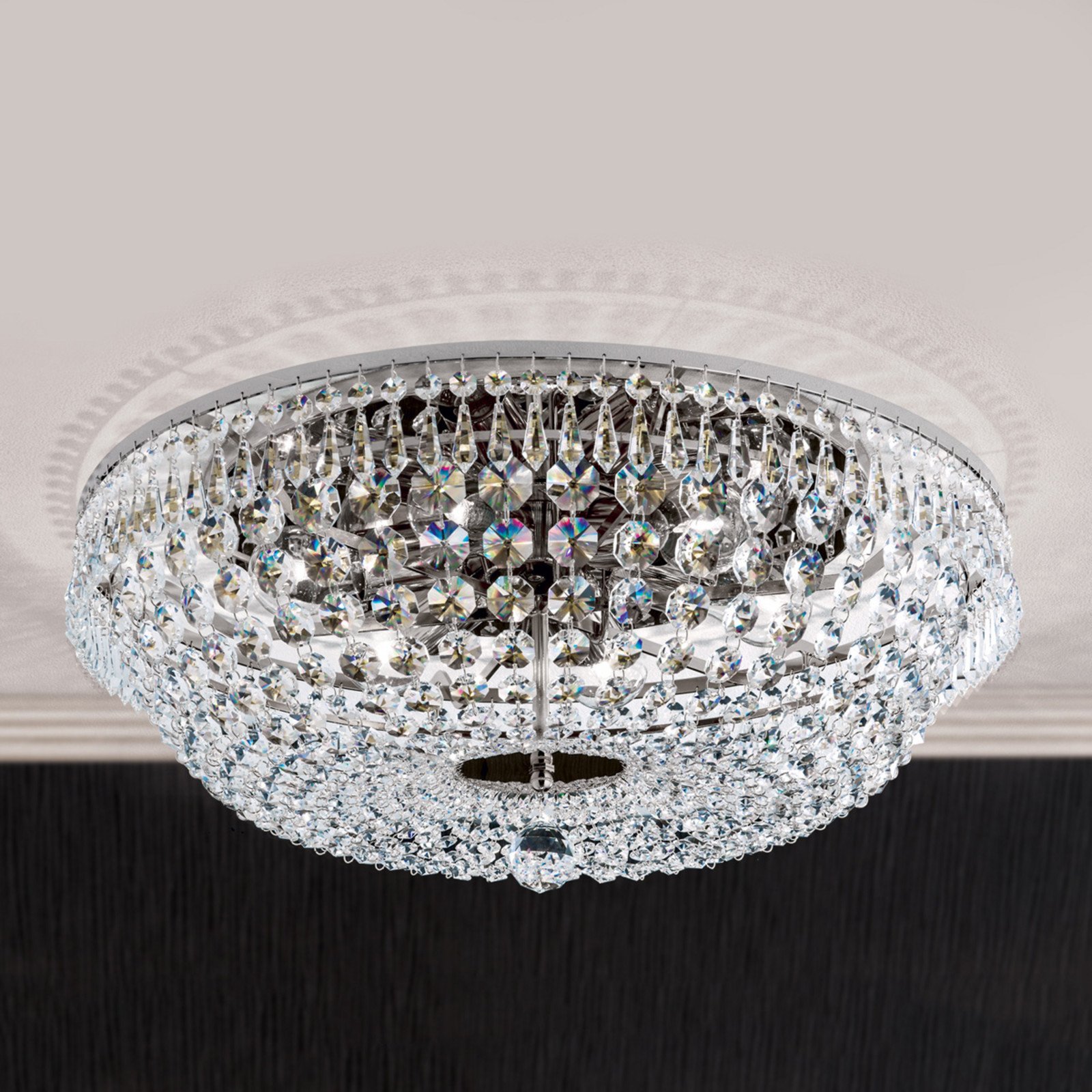 ORION Plafonieră SHERATA inel de crom 55 cm - Camera de zi / sufragerie - Antichitate - crom transparent - Metal