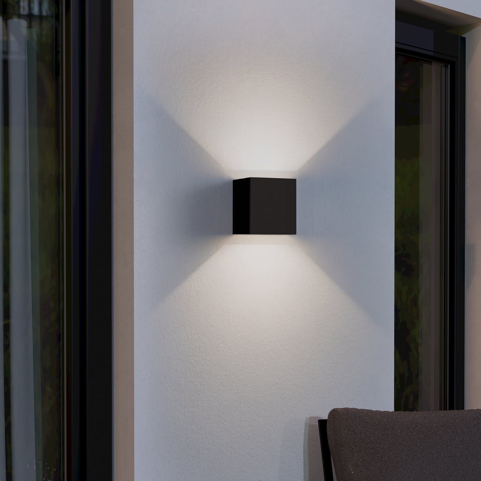 LED vanjska zidna svjetiljka Calpino 3, crna, širine 10 cm, 2 žarulje.