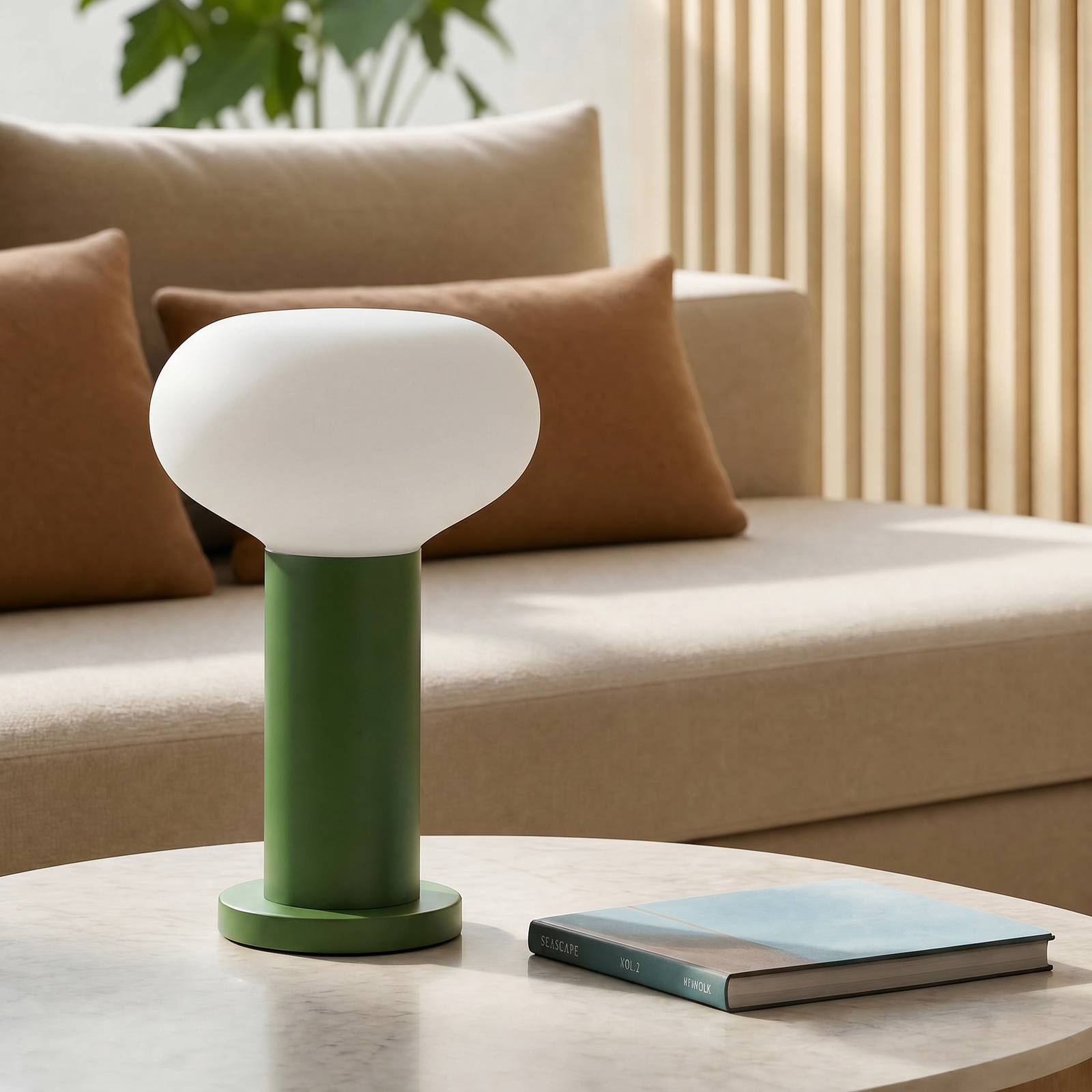 Lampa stołowa Flo, zielona, Ø 19 cm, szkło
