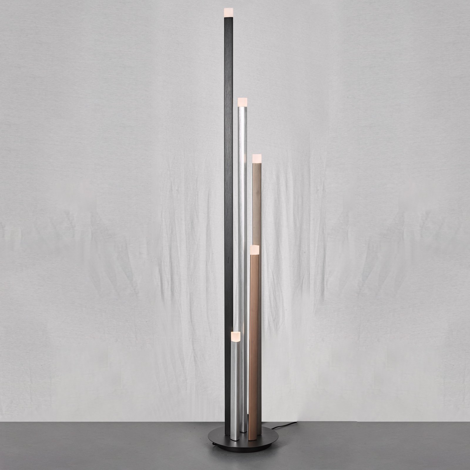 Lucande Stoika LED floor lamp, for Living / Dining Room, aluminium, metal, plastic, 3.6 W, energy efficiency: A+, H: 150 cm