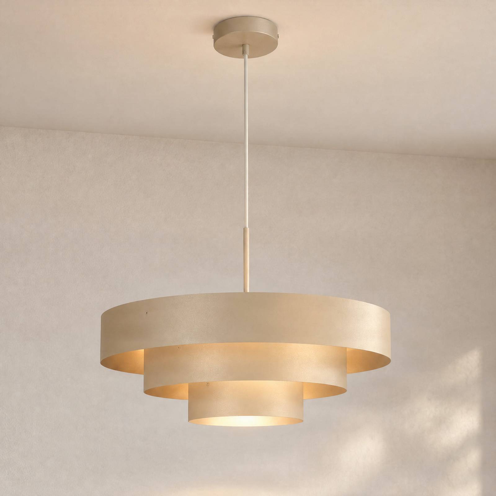 Lampa wisząca Trio, szaro-beżowa, metalowa