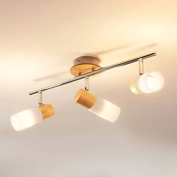 Christoph – 3-lamppuinen LED-kattokohdevalo, puuta