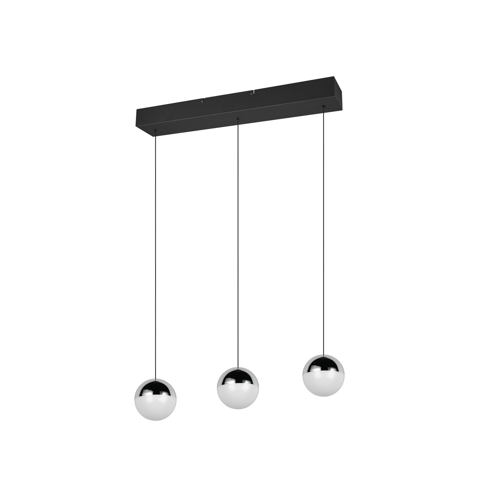 Senta LED pendant light, chrome, length 62 cm, 4,000 K, 3-bulb.