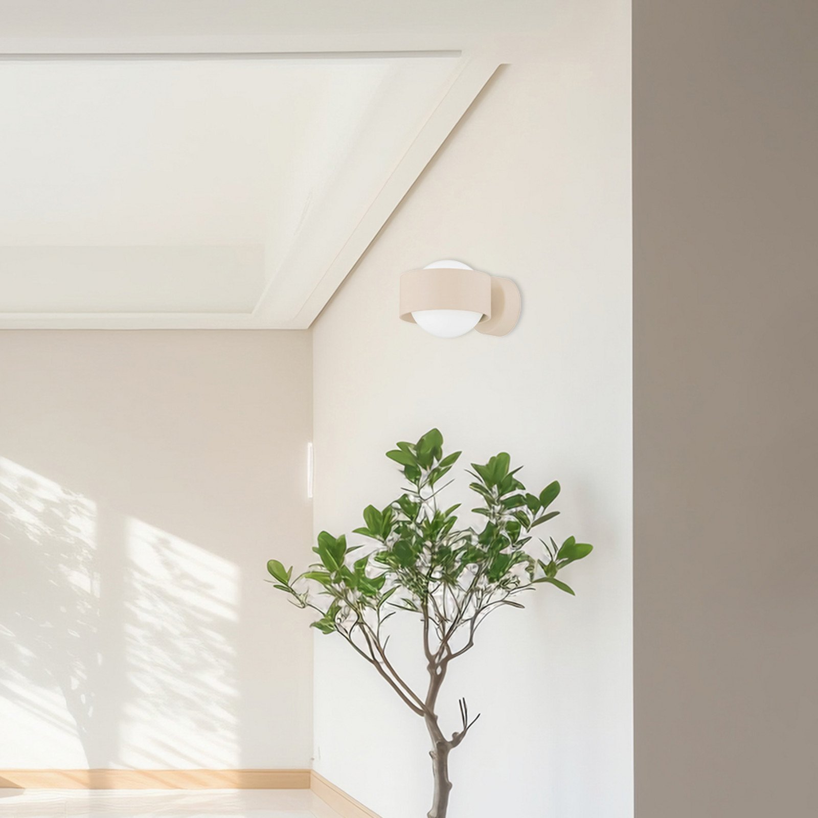 Argon Aplică de perete Mado bej Ø 8 cm oțel/sticlă 1 bec G9 - Camera de zi / sufragerie - Modern - nisip opal - Metal