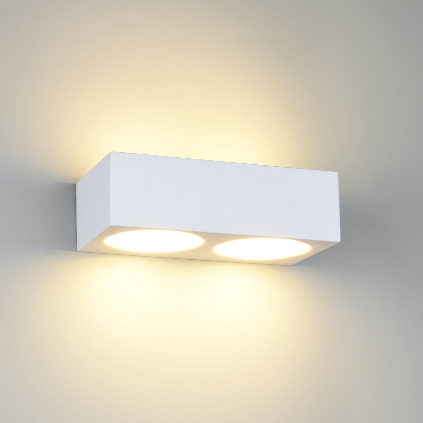 Candeeiro de parede Mattone, branco, largura 23 cm, gesso, 4 lâmpadas.