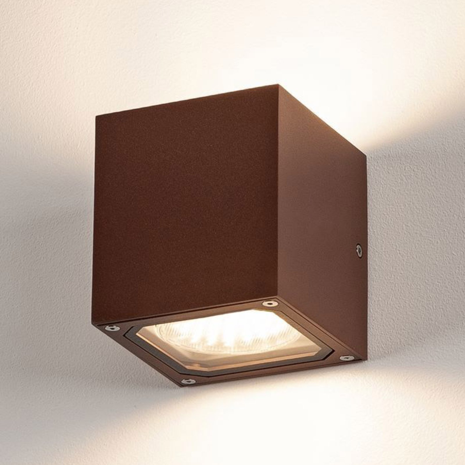 SLV Sitra Cube outdoor wall light, rust brown