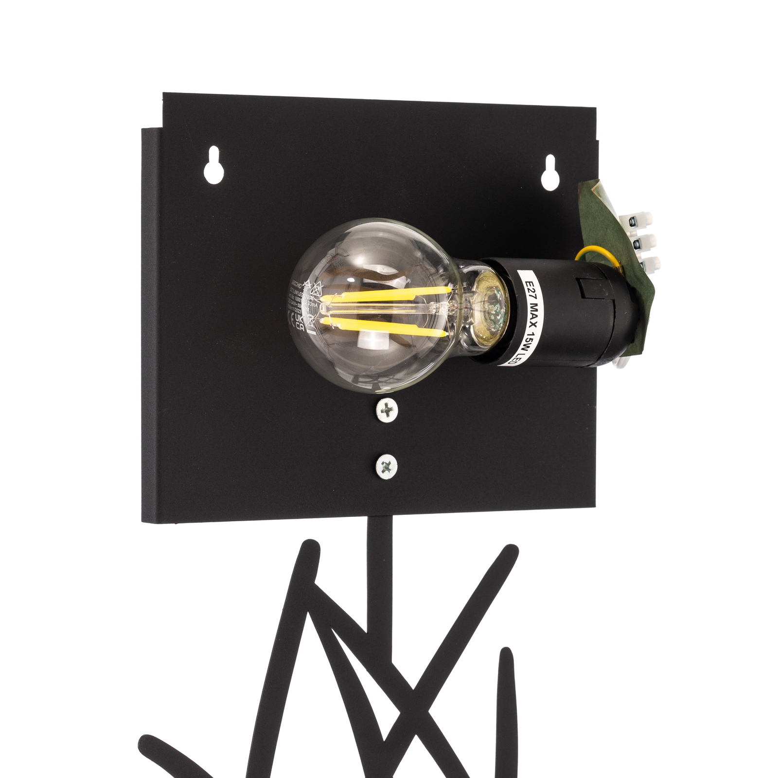 Asaf 6984 wall light with black fabric shade