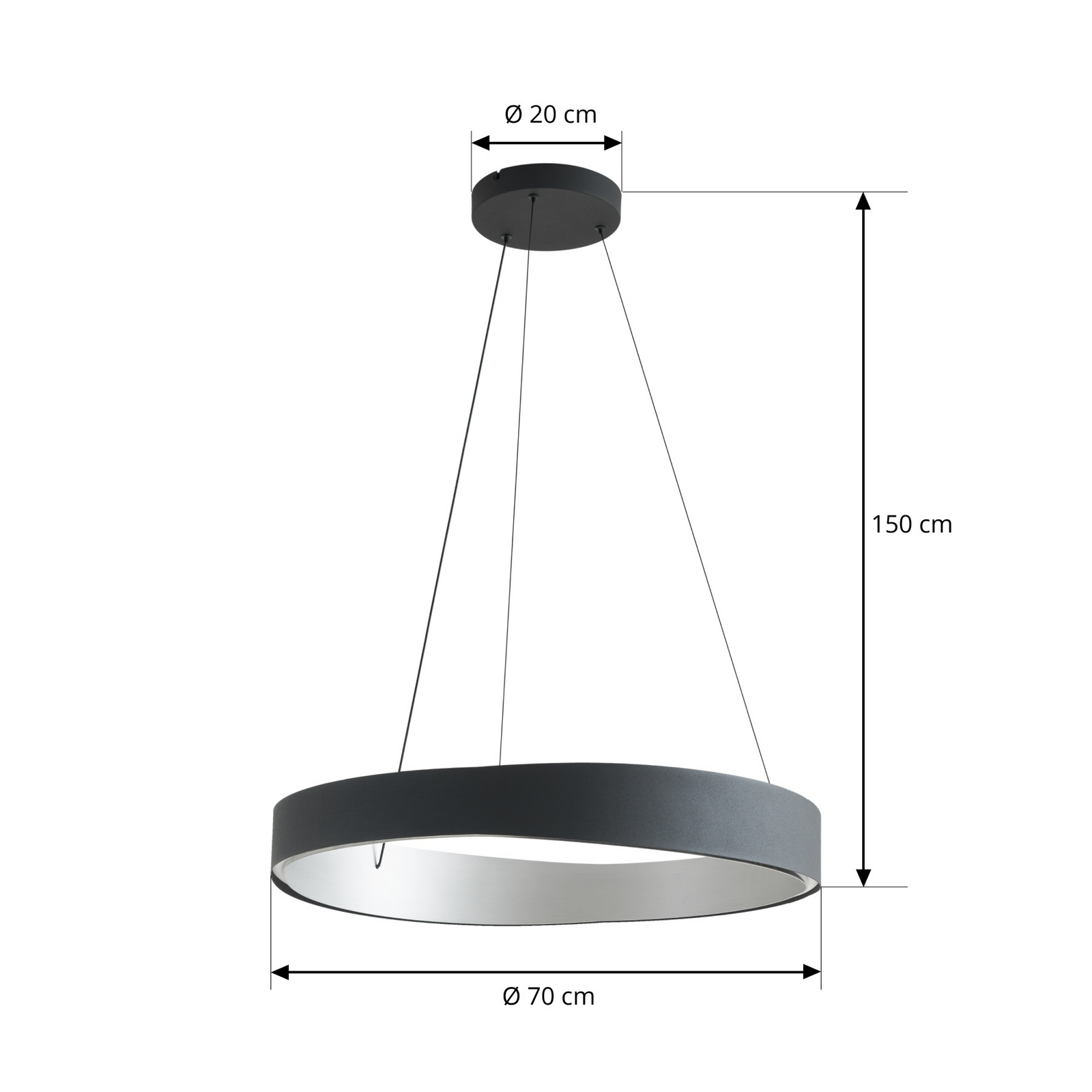 Lucande LED-Hängeleuchte Daelor, schwarz/alu, CCT, dimmbar