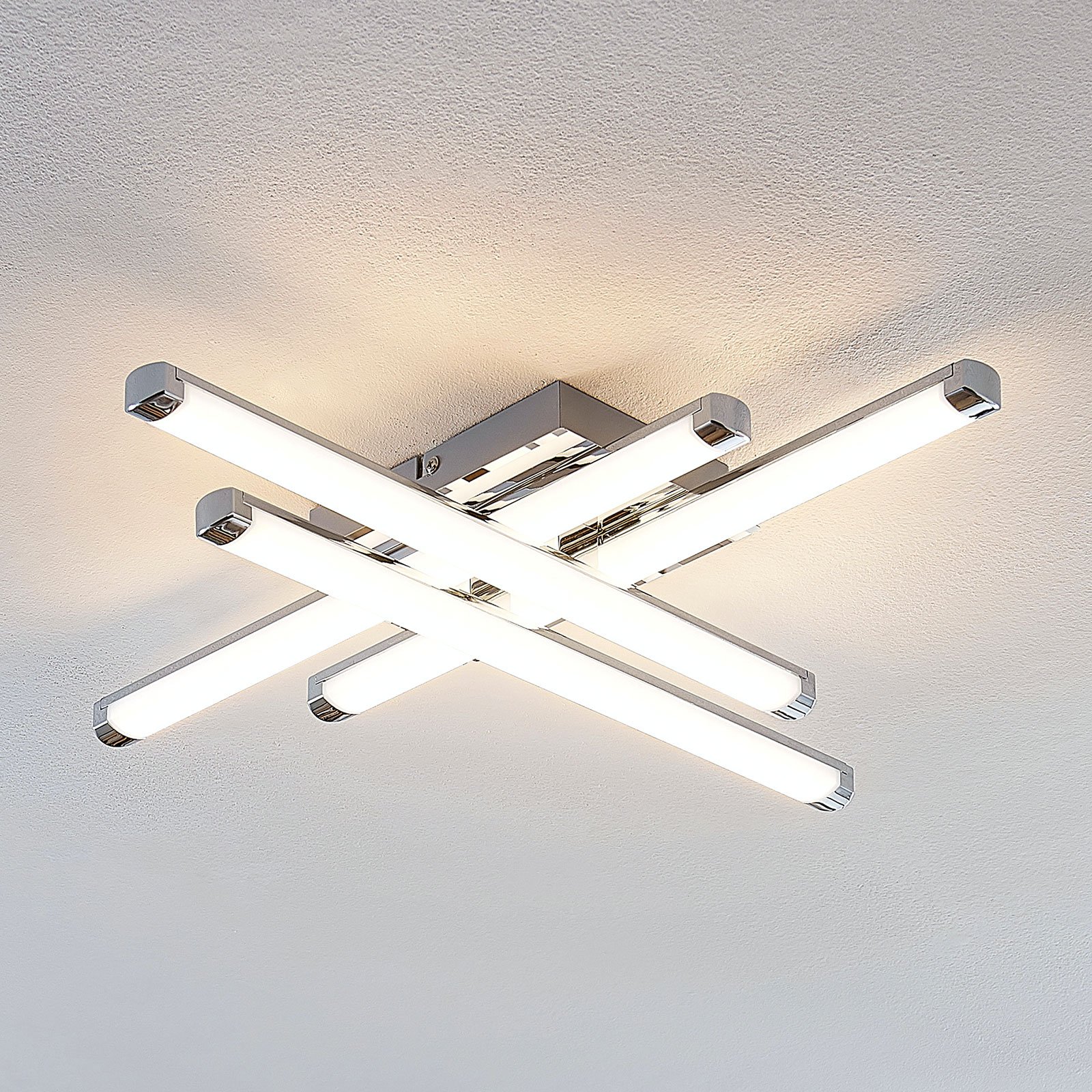 Lindby Modern-looking LED ceiling light Tilo, for Living / Dining Room, metal, acrylic, 4.5 W, energy efficiency: A+, L: 50 cm, W: 50 cm, H: 7 cm