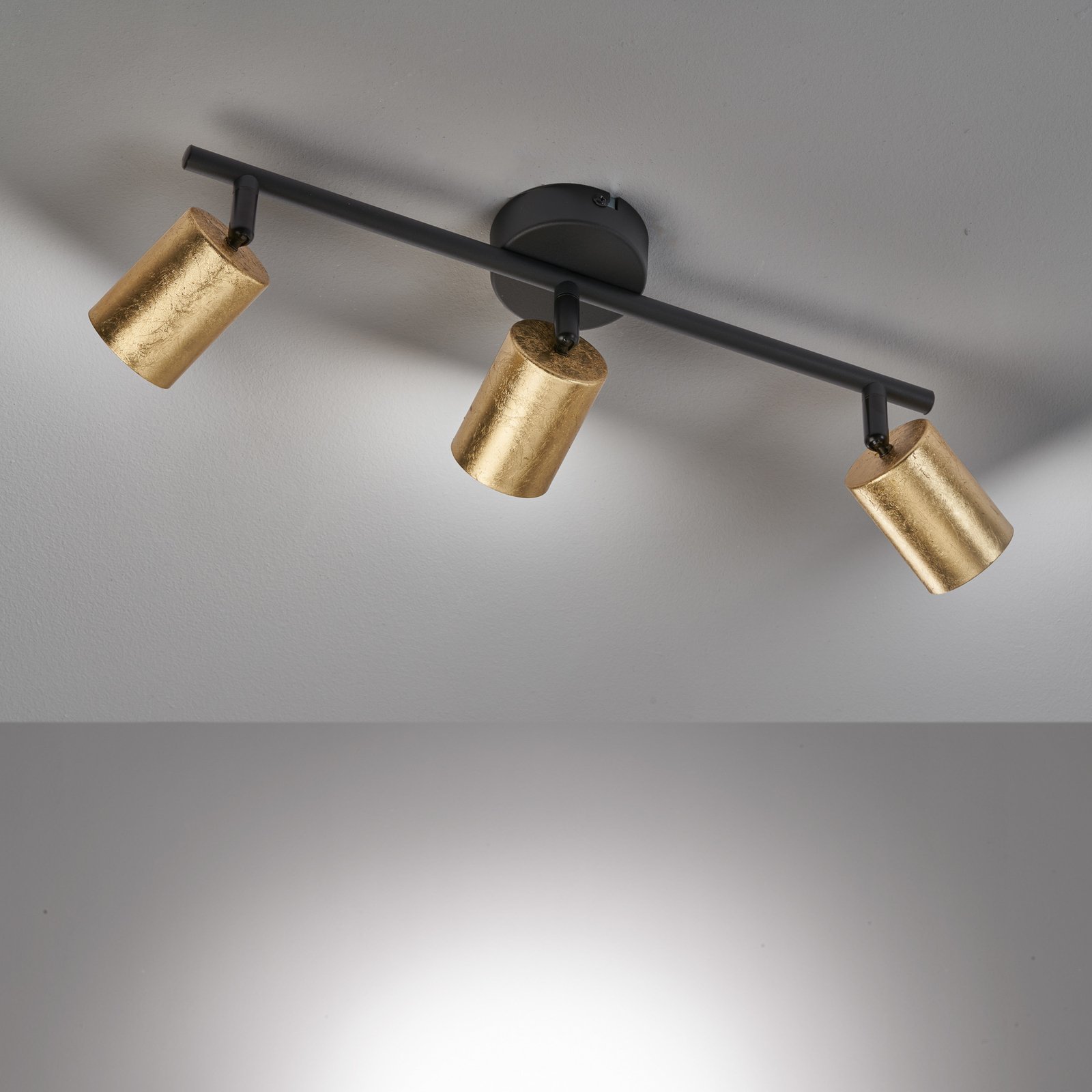 LED plafondspot Vano bladgoud 3-lamps lang