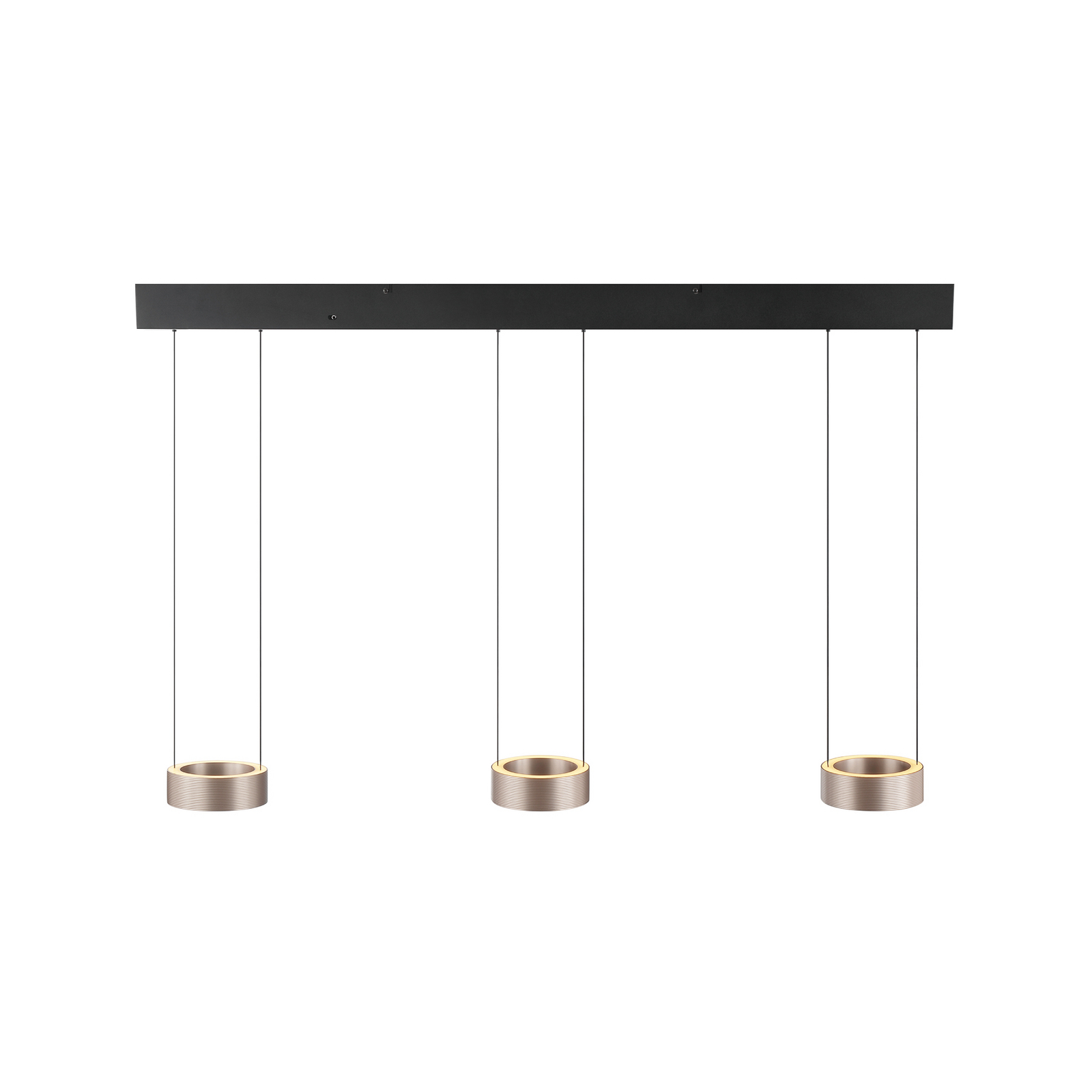 Lampada LED a sospensione Axion, nera/marrone, lunghezza 118 cm, CCT