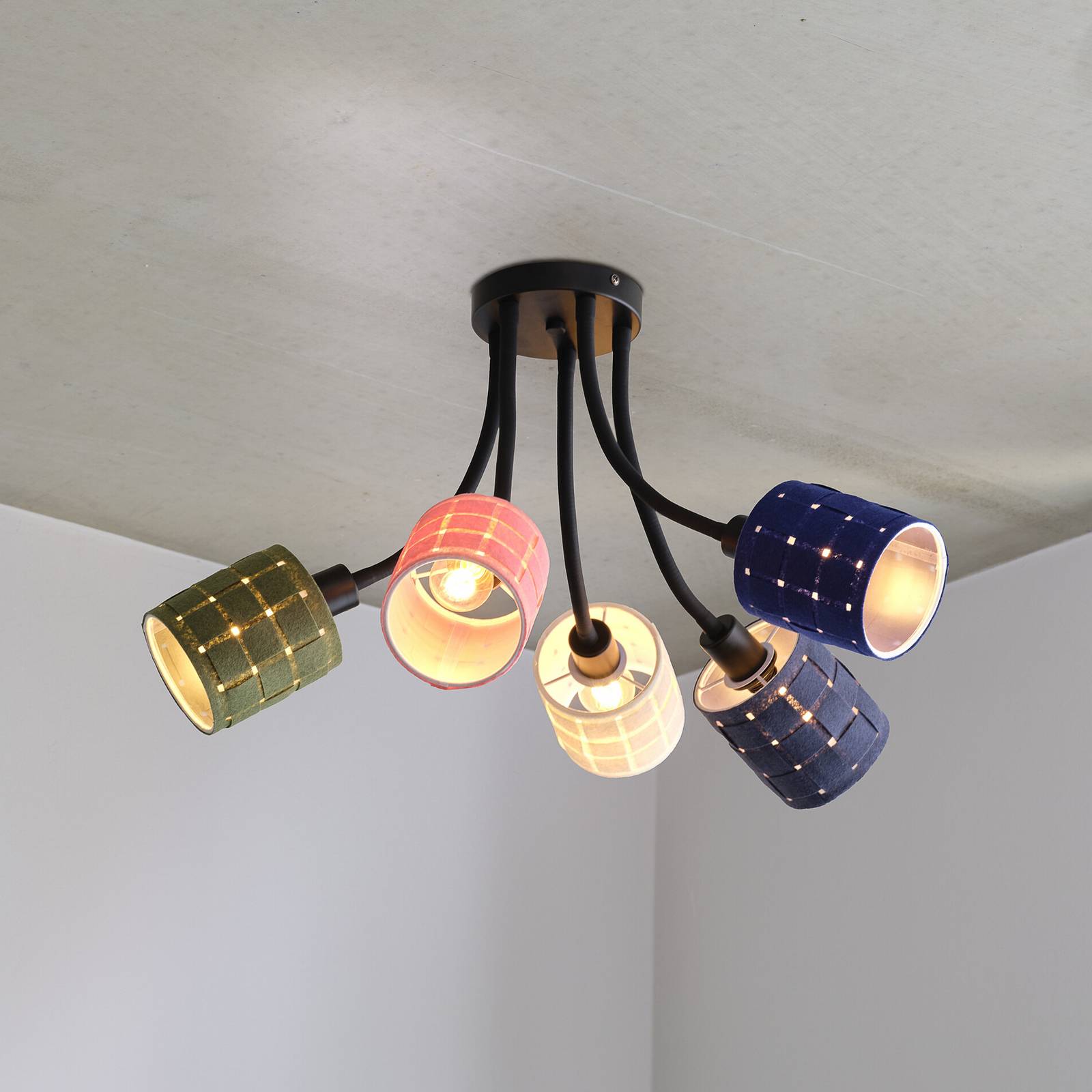 Lampa sufitowa OSRAM Decor Felt Weaving Cans, kolorowa, 5-punktowa, E14