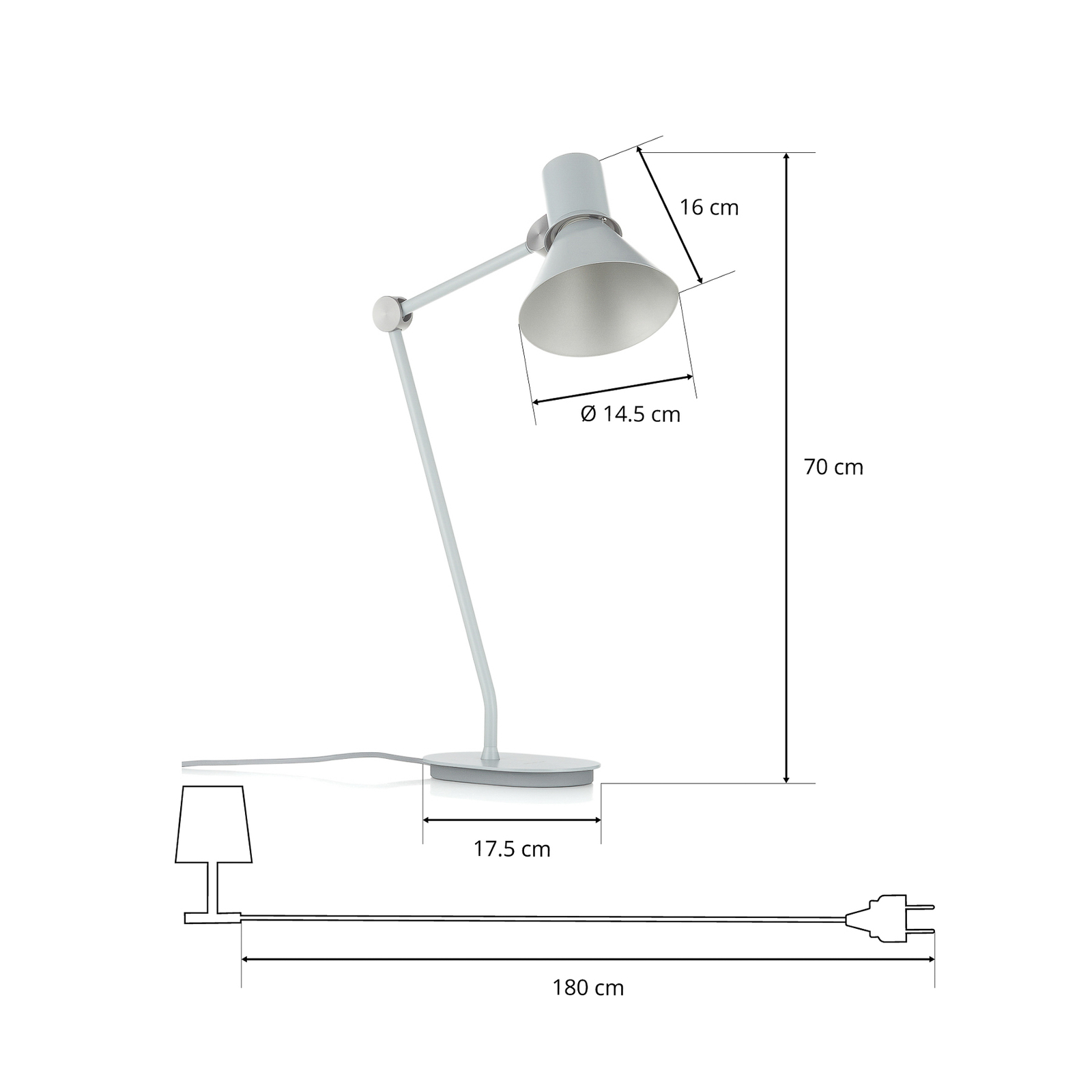 Anglepoise Type 80 stolná lampa, hmlisto sivá