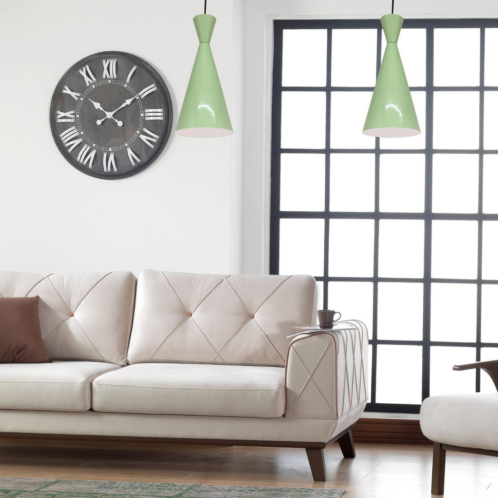 Lampa wisząca Glenora, miętowa zieleń/biały, metal, Ø 18 cm