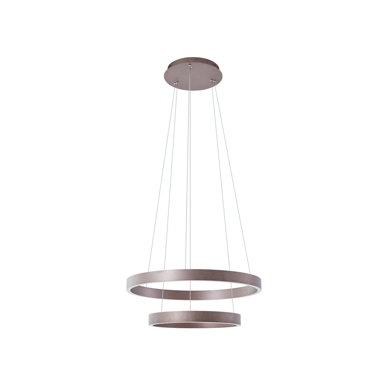 Lucande Smart LED-Hängeleuchte Yonam, kaffee, 2-flg., Tuya