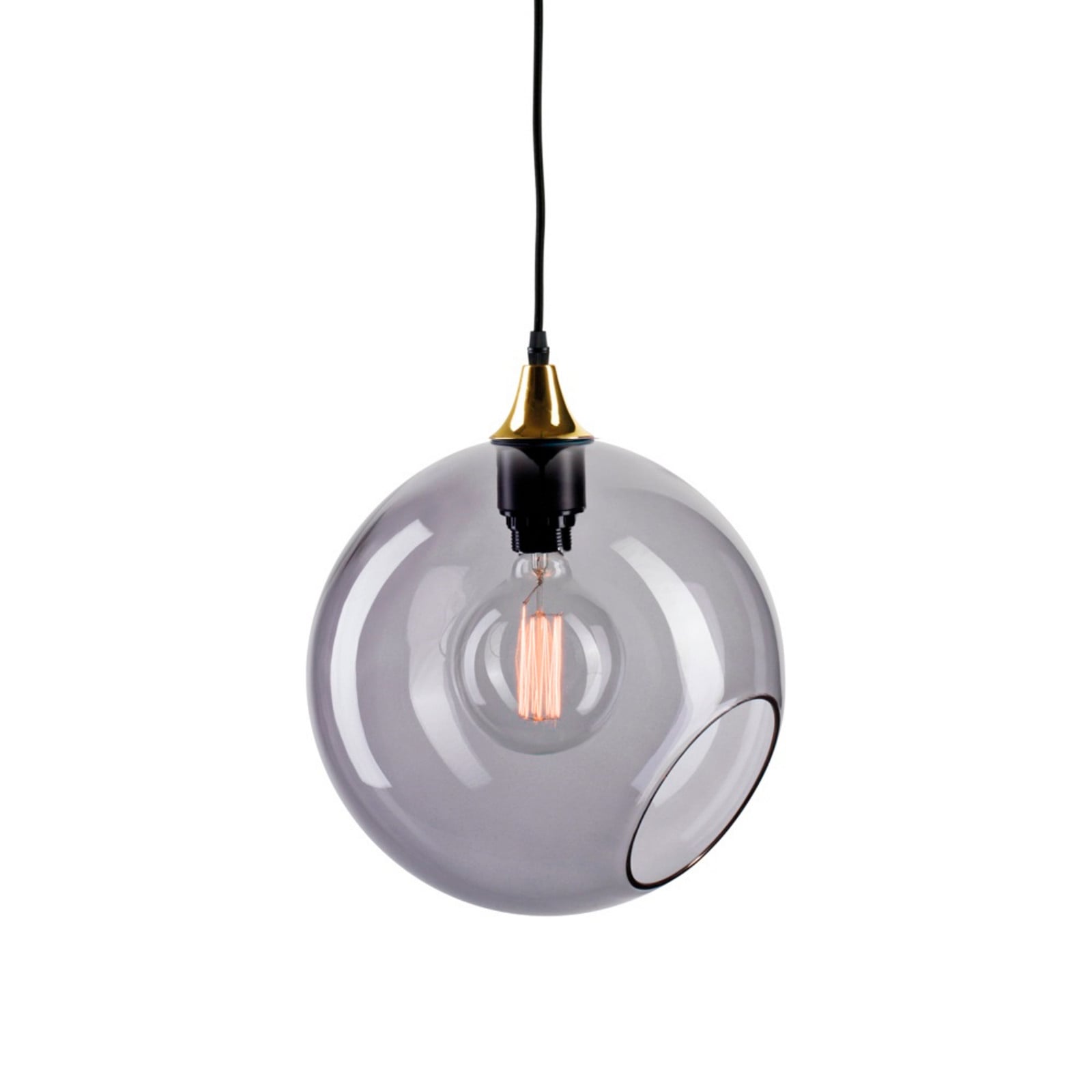 Ballroom XL Pendel Smoke m/Guld Sokkel DESIGN BY US - Glas