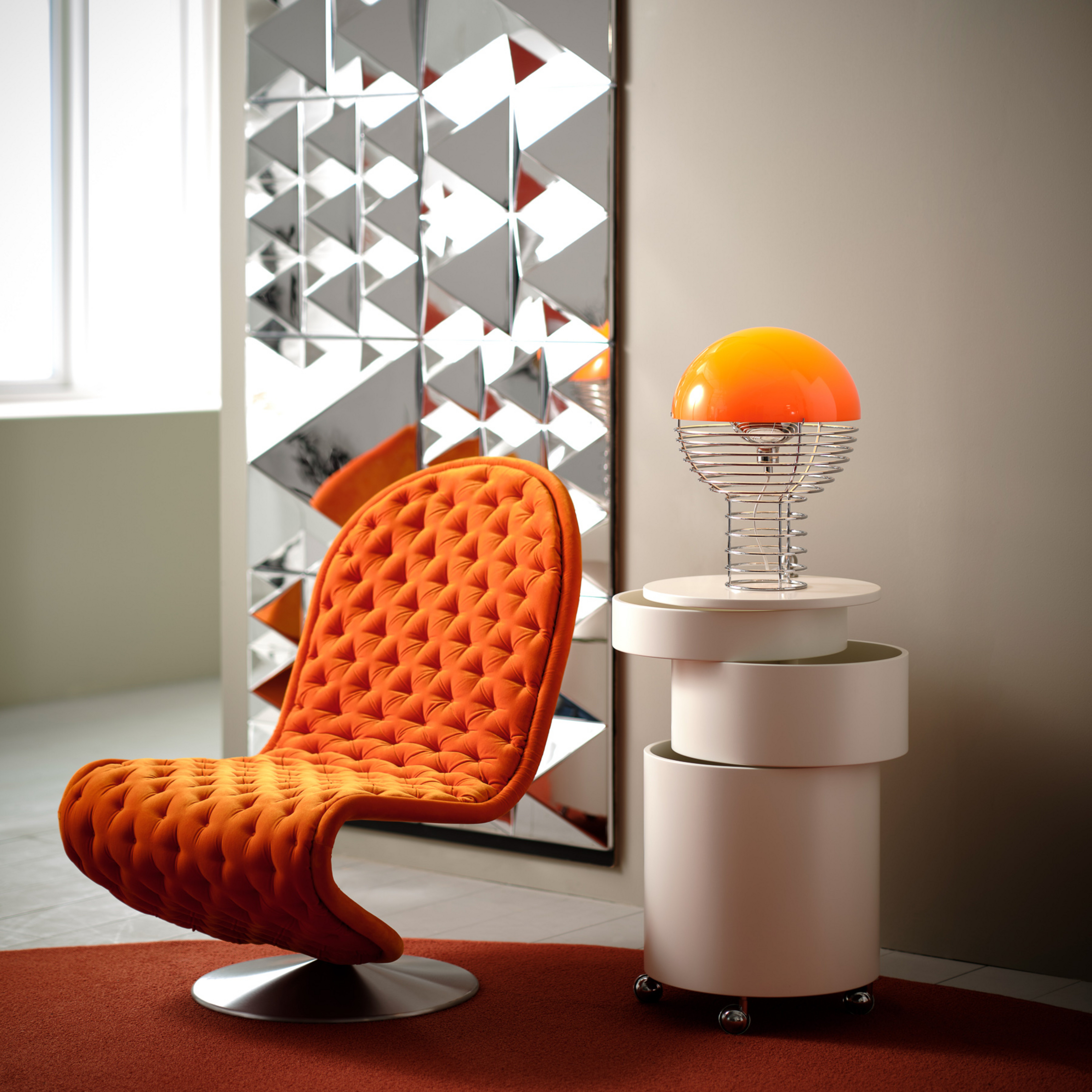 Wire Lampe de Table Ø30 Chrome/Orange - Verpan