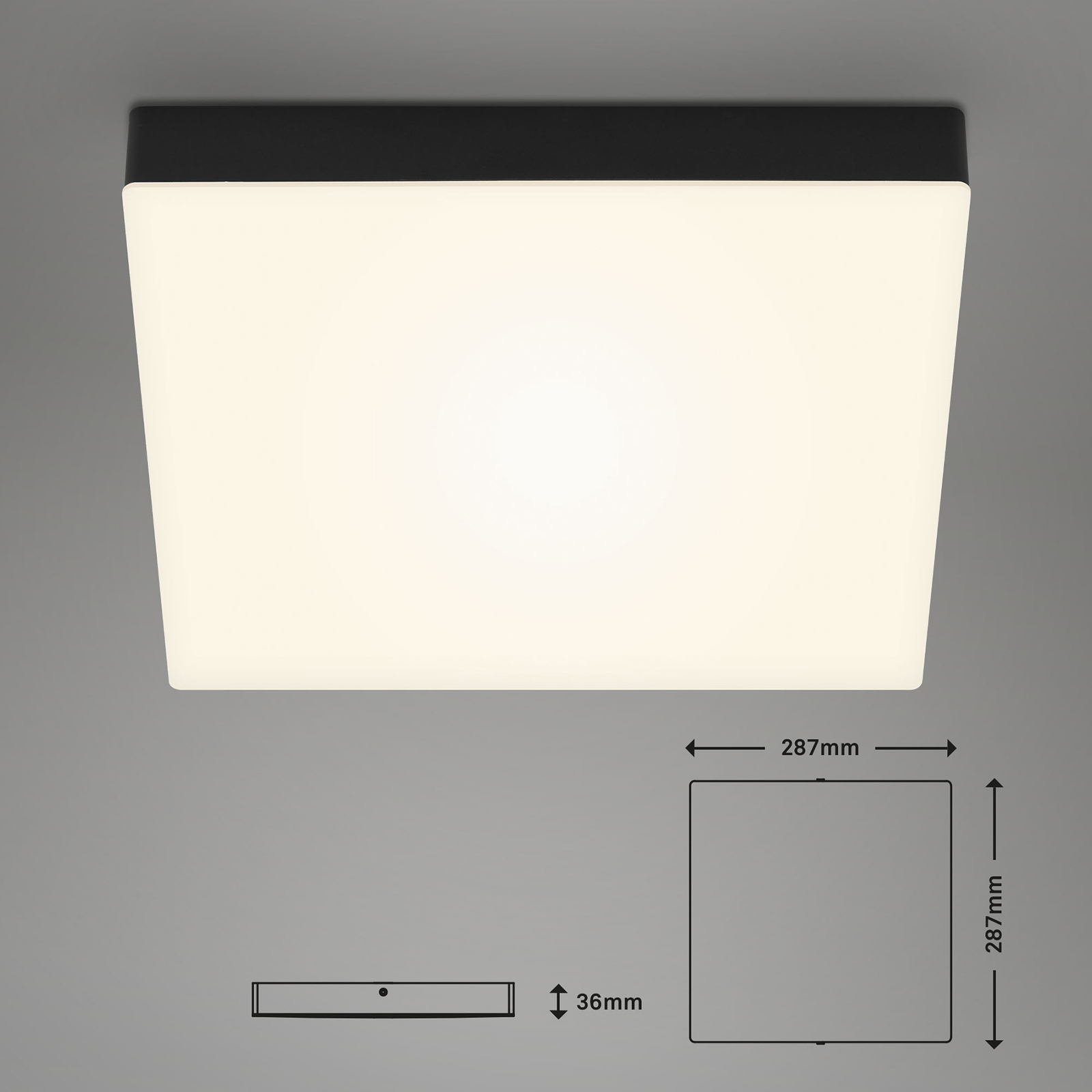 LED-Deckenlampe Flame, 3000K, 28,7x28,7cm, schwarz