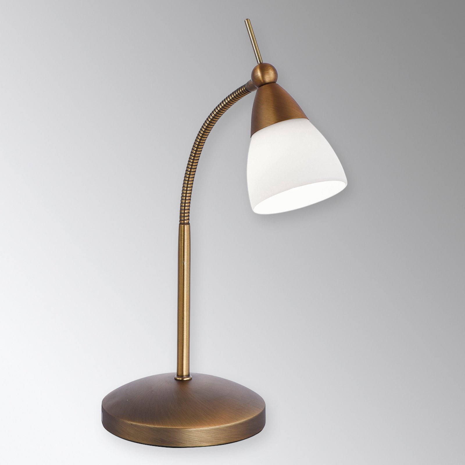 Lámpara de mesa LED clásica Pino, latón antiguo