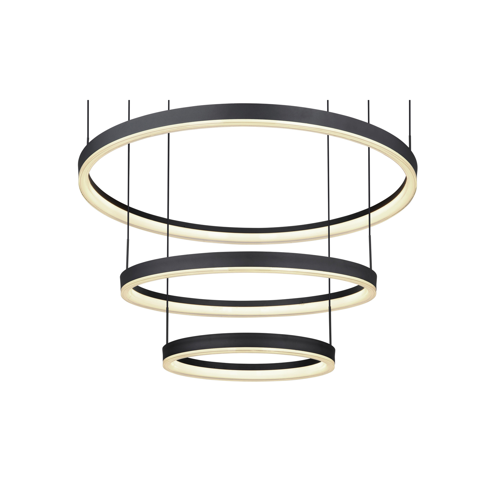 Augusto LED hanglamp, zwart/goudkleurig, 3-lamps CCT, RGBW