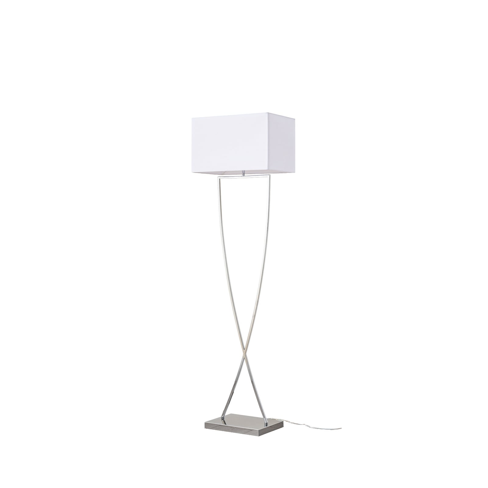Lucande Evaine floor lamp, chrome/white, metal, 157 cm, E27 Lucande Evaine floor lamp, chrome/white, metal, 157 cm, E27