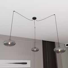 Origo függőlámpa, füstszínű, decentralizált, üveg, 3-lámpás.