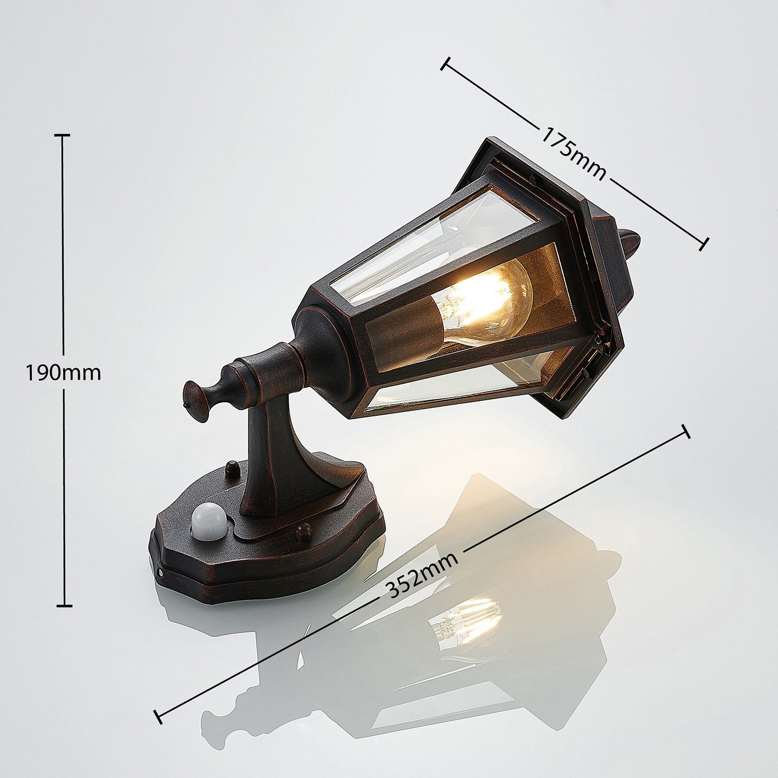 Noor Buiten Wandlamp w/Sensor Rust - Lindby