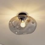 Plafoniera Lindby Lelia, grigio fumo, vetro, Ø 35 cm
