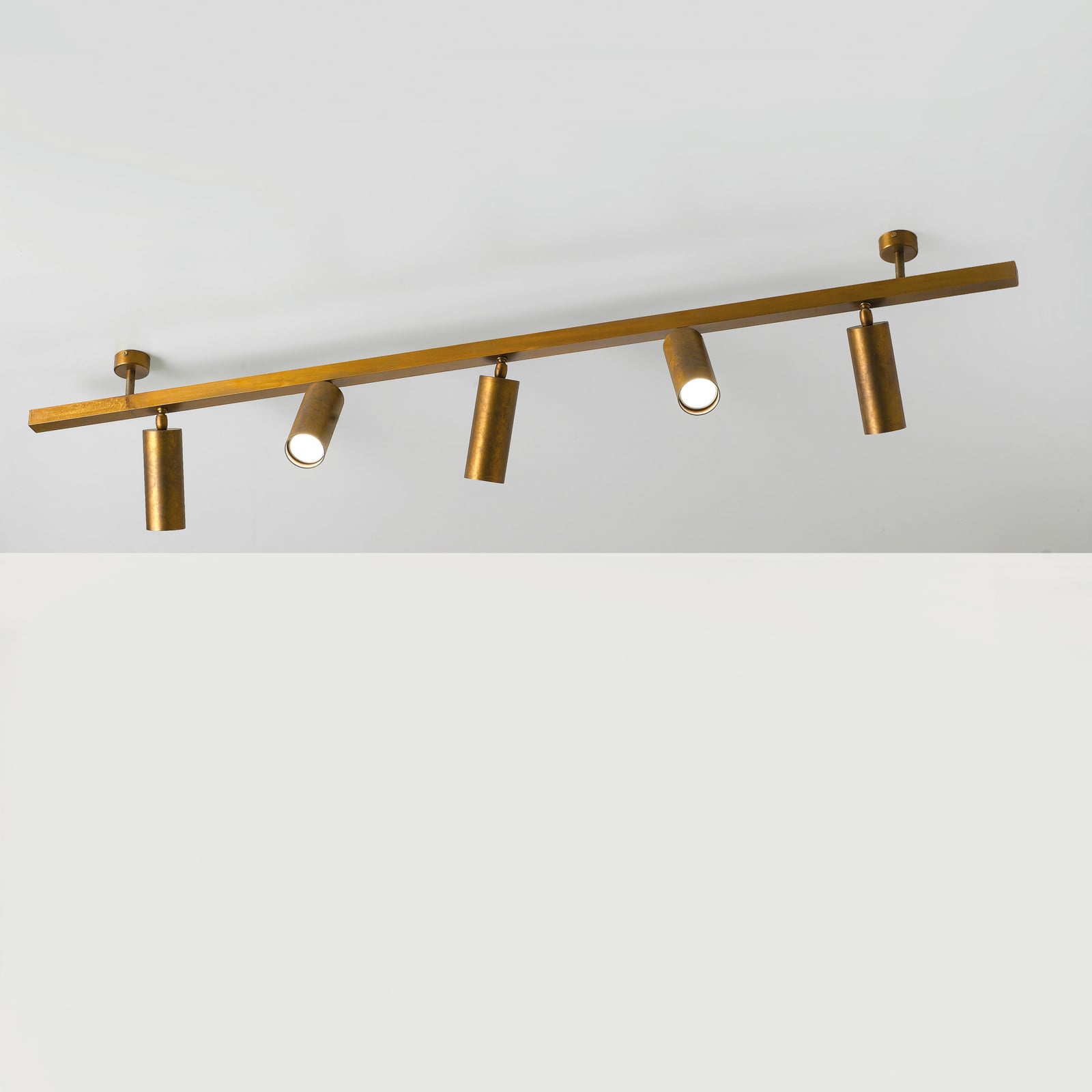 Plafondlamp 7534, gebronsd messing, 5-lamps, GU10