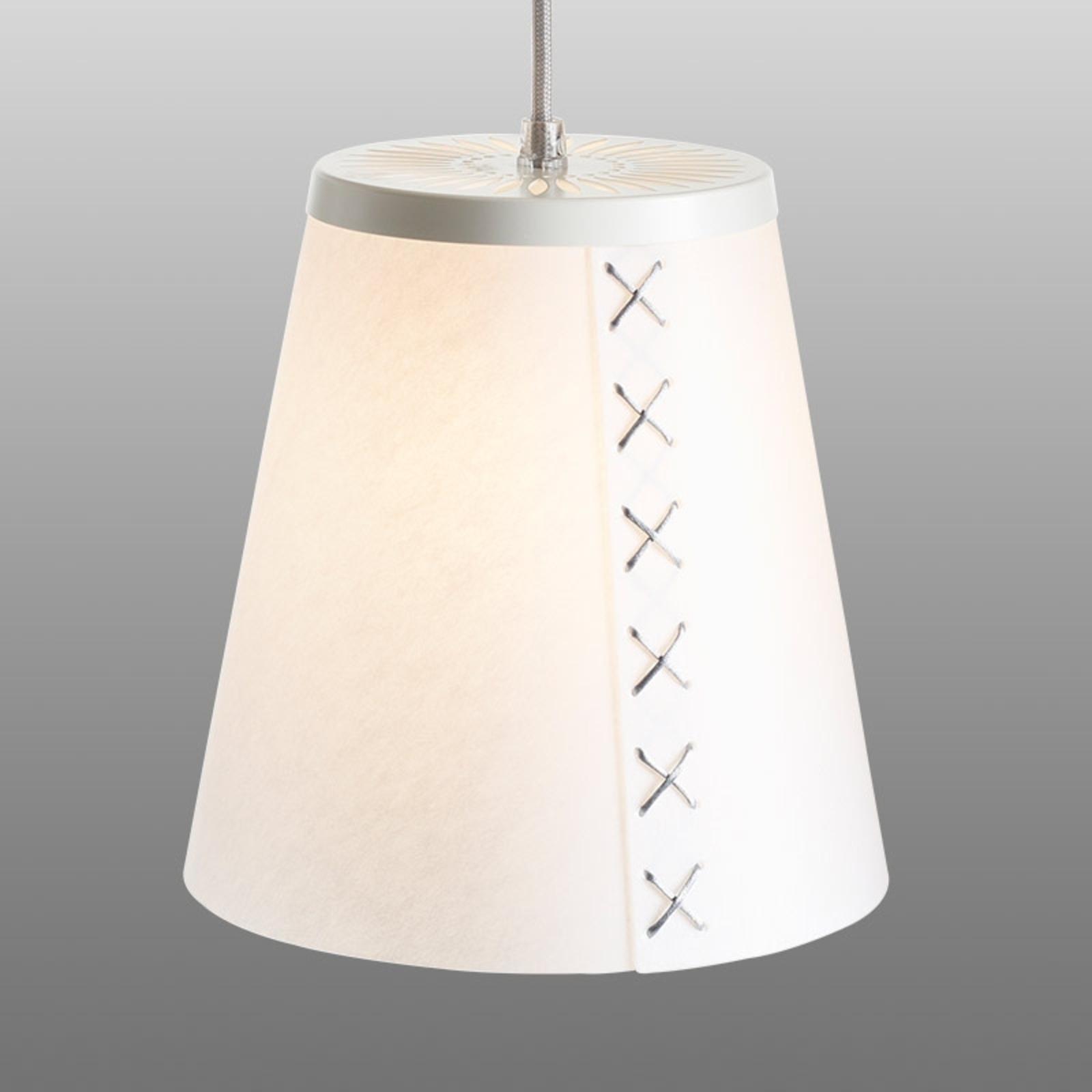 Flör pendant light made of lunopal, silver cable