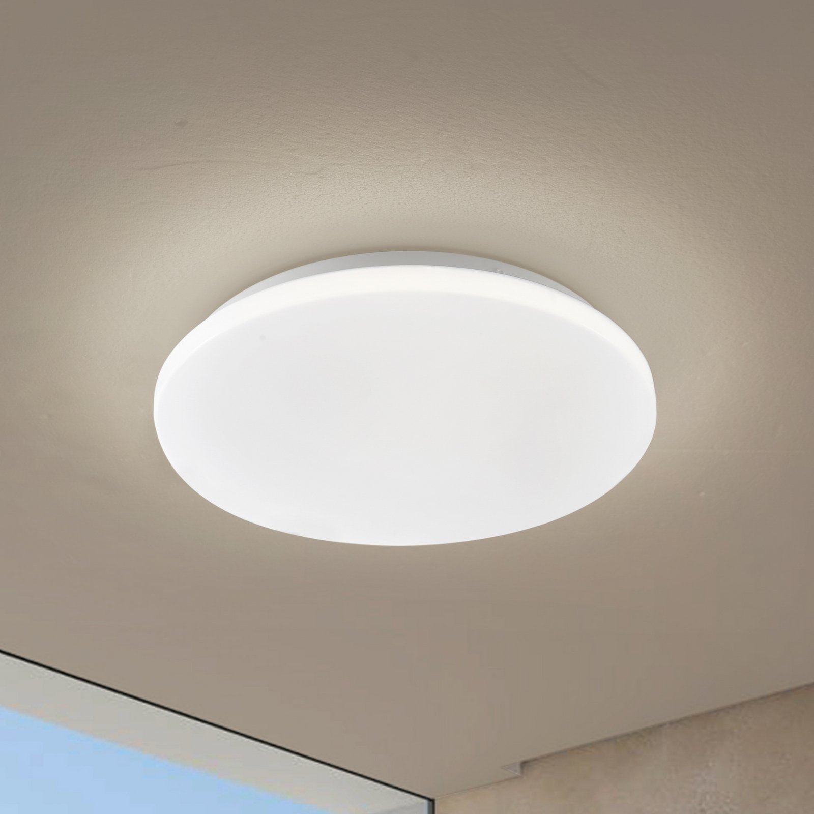 Lindby LED luz de teto exterior Kirkola, 4000 K, Ø 26 cm, branco