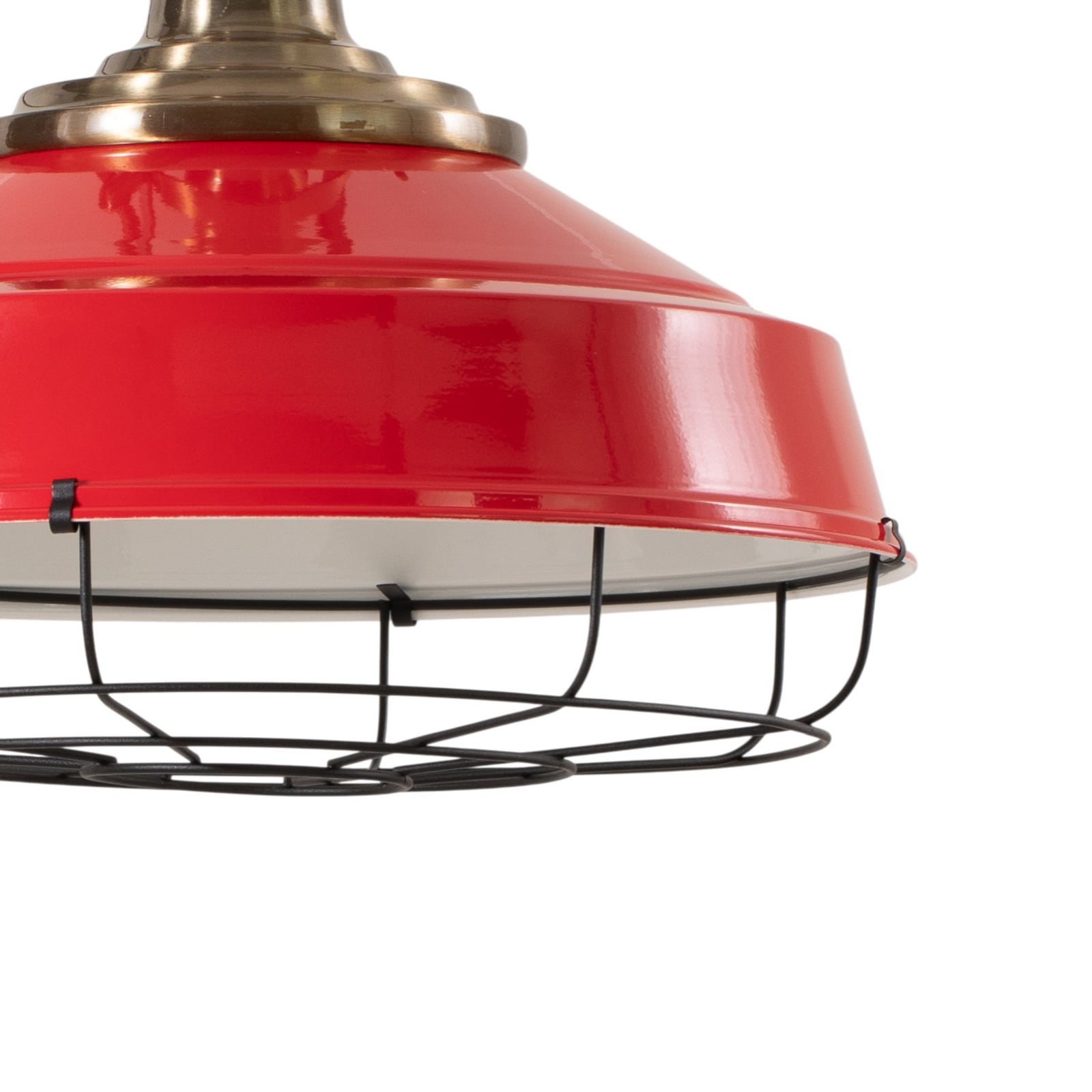 Hängeleuchte Astel, rot, Ø 41 cm, Metall, Detail altmessing