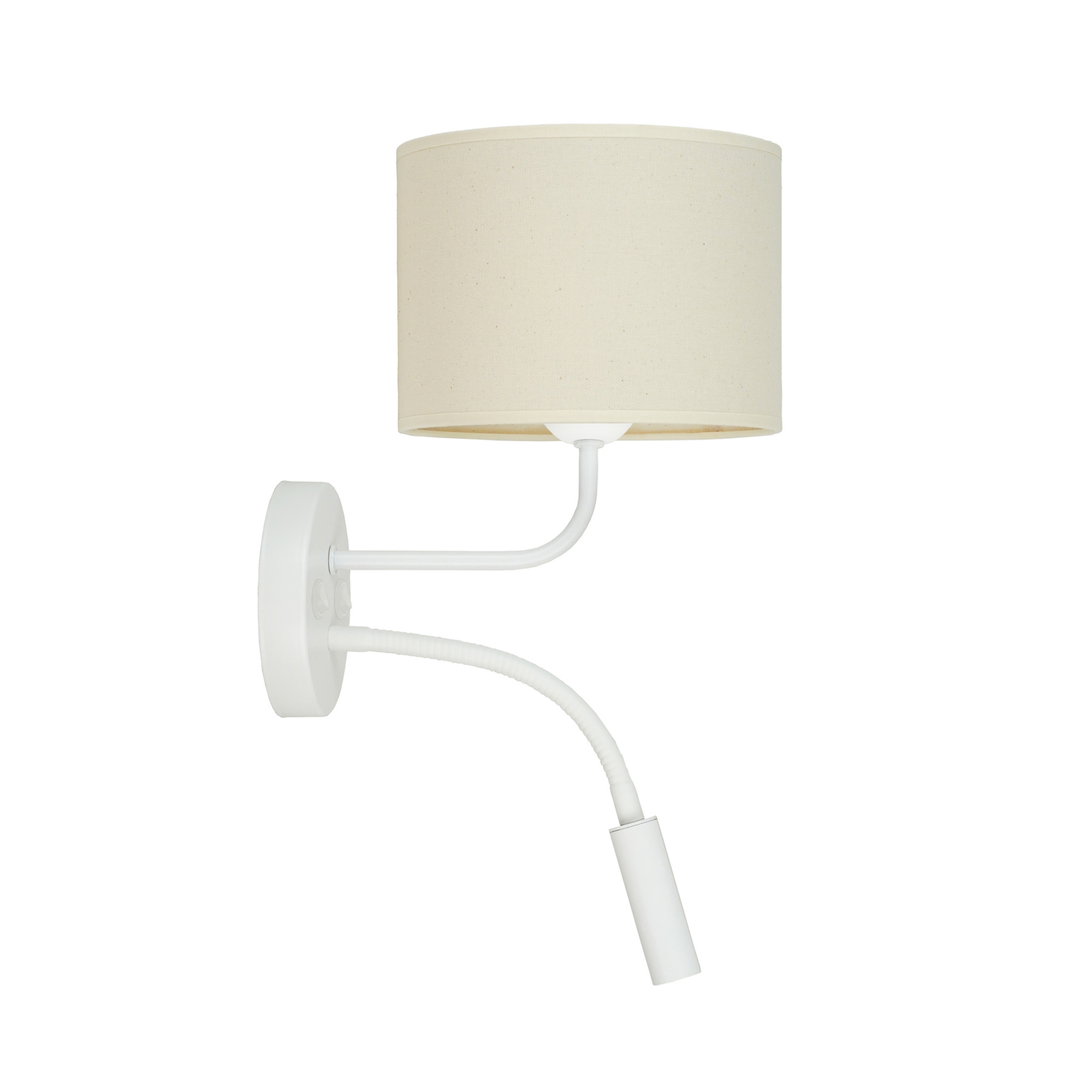 Wandleuchte Roller, Stoff, weiß/beige, Leselicht