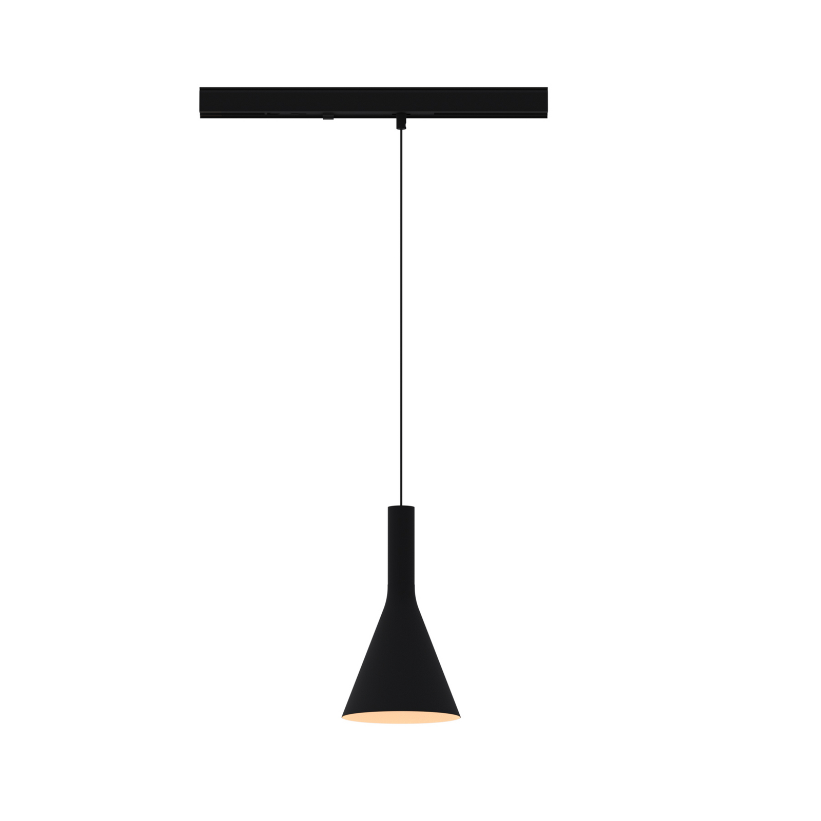 LED-pendel med skinne LORA I, sort, Ø 15 cm, 40° CCT, 3-faset