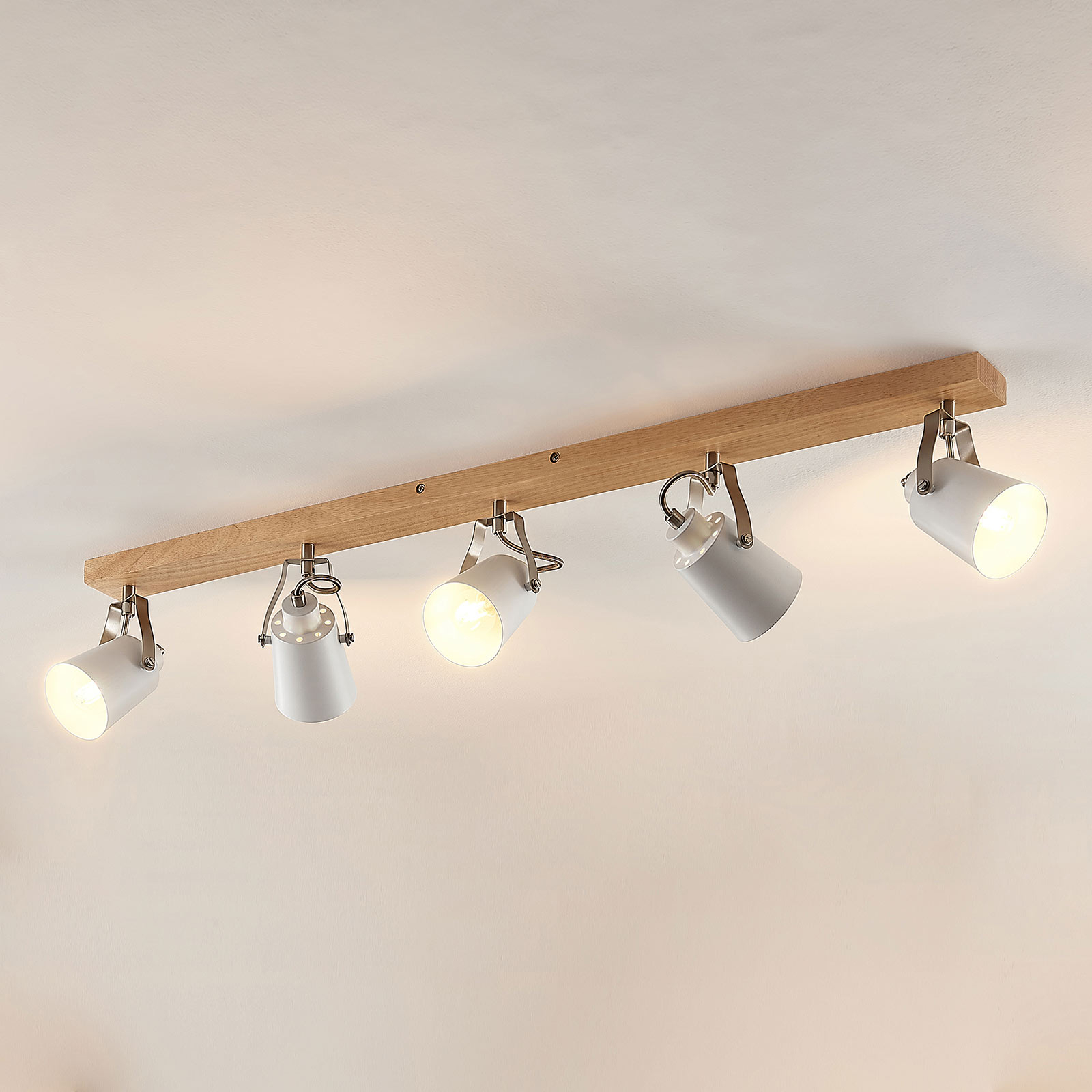 Blana 5 Ceiling Lamp White/Wood - Lindby