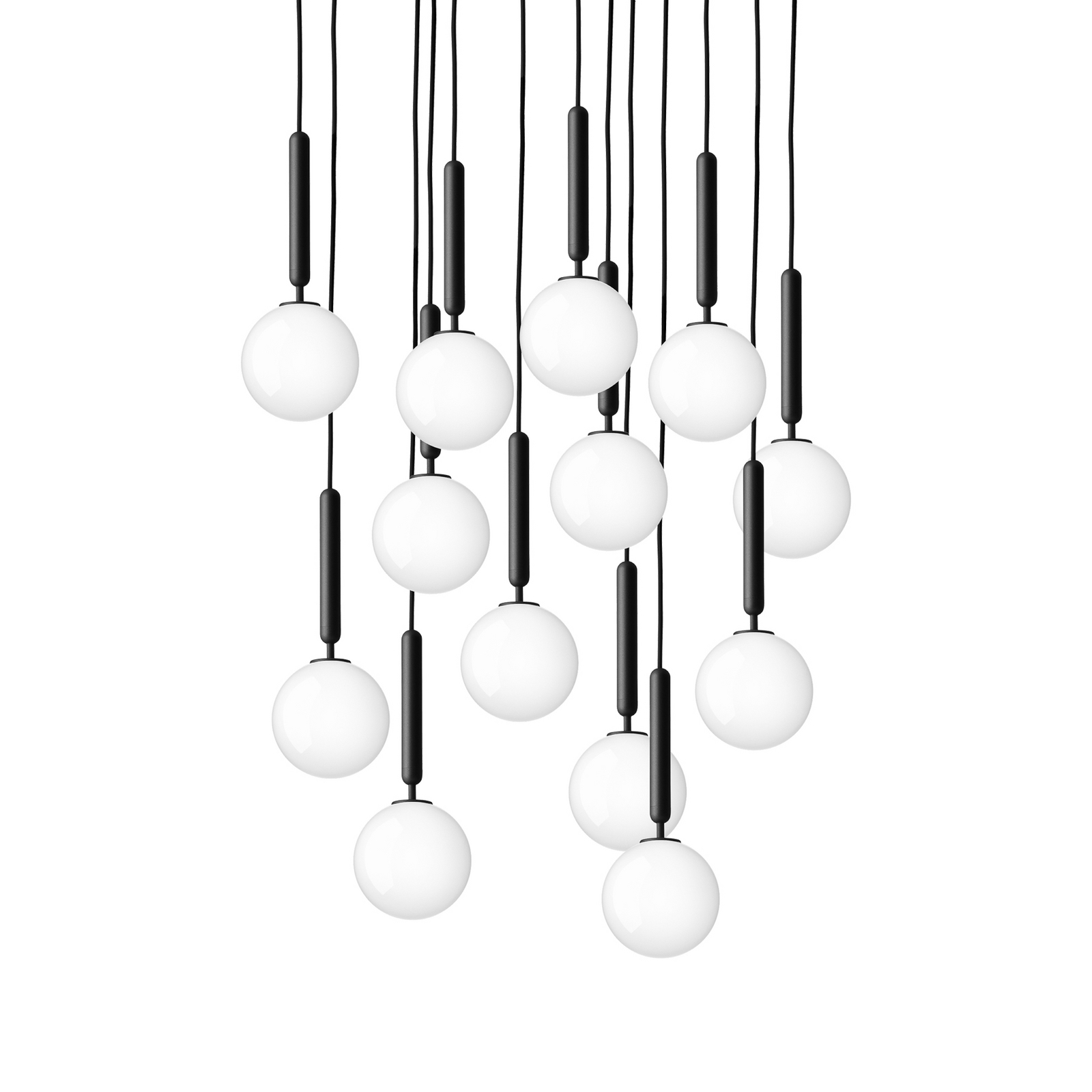 Miira 13 lustr, šedý/opálový, Ø 92 cm, 13 ramen - Nuura