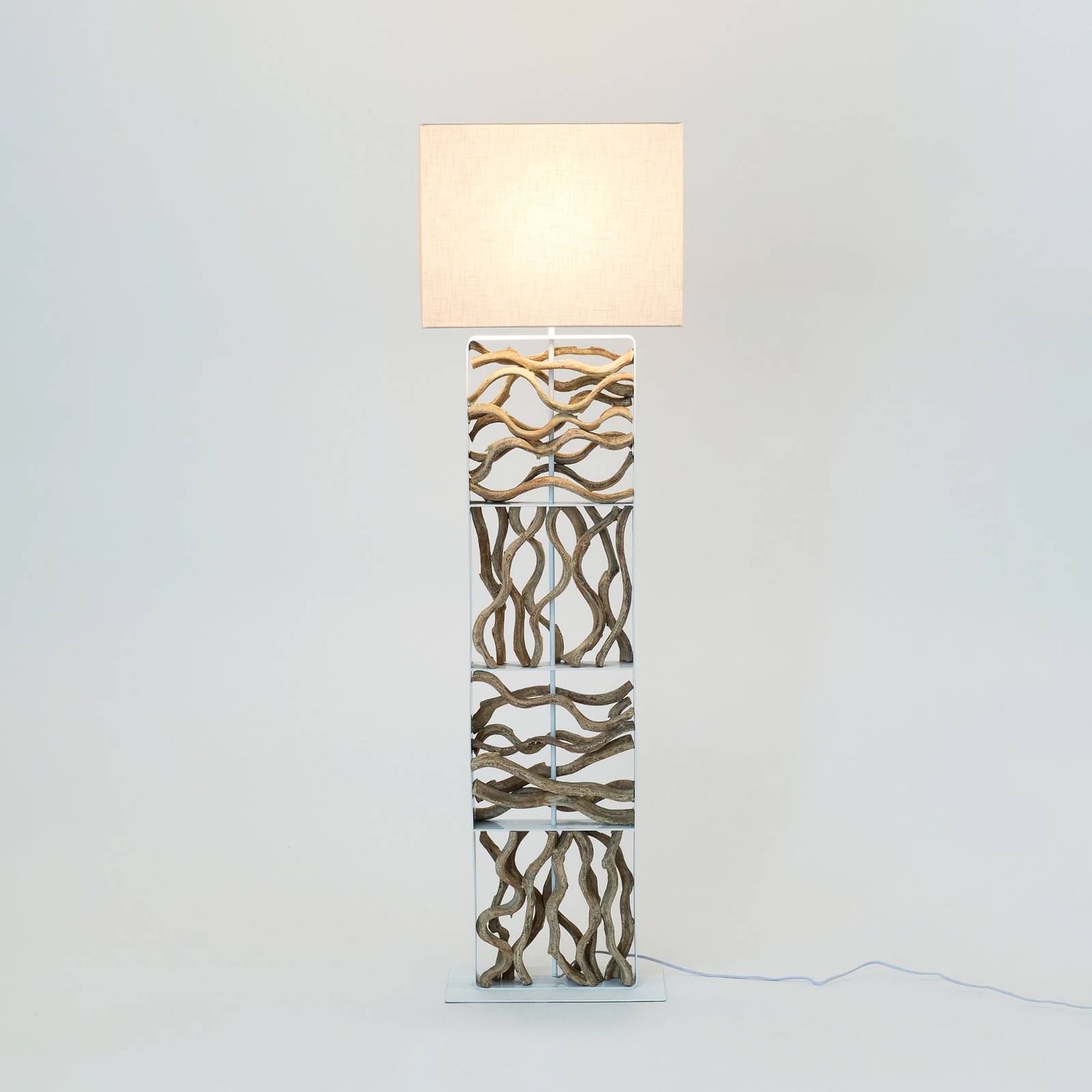 Holländer tremiti állólámpa, fa színű/bézs, magasság 160 cm, fa