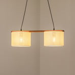 Suspension Zigana, blanc à motifs, à 2 lampes, tissu, bois